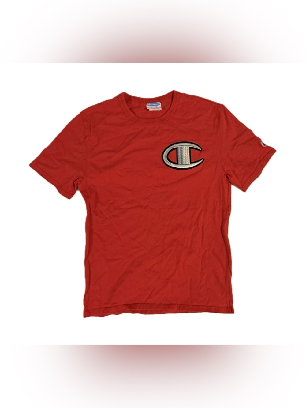 Champion Red T-Shirt Men’s Size Medium With Silver Embroidered Logo